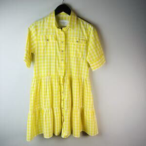 The Shirt by Rochelle Behrens Yellow Gingham Mini Dress